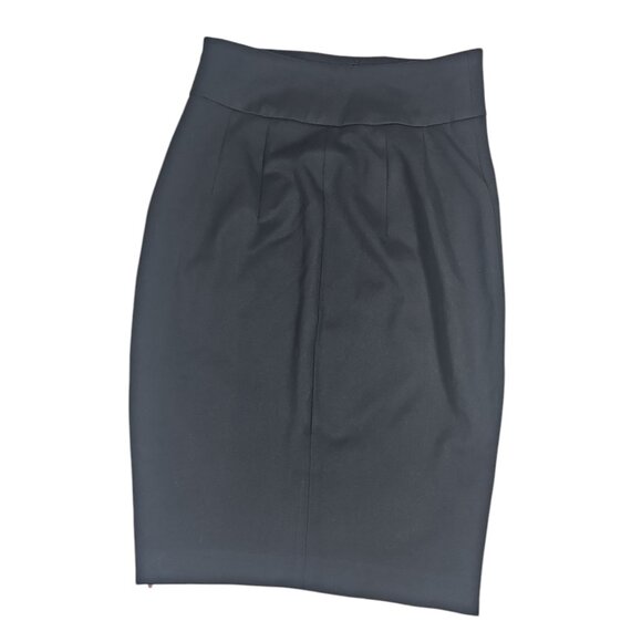 EXPRESS Size 0 Gold SIDE ZIPPER MIDI PENCIL SKIRT BLACK Stretch Fitted NWT - Picture 4 of 7